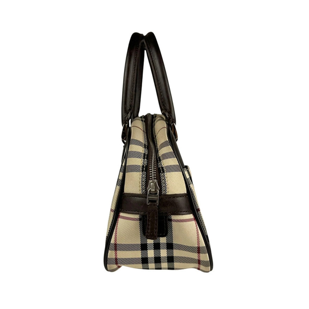 Burberry handbag canvas brown leather beige